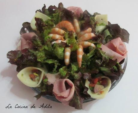 Ensalada  flor ,con lechuga de roble