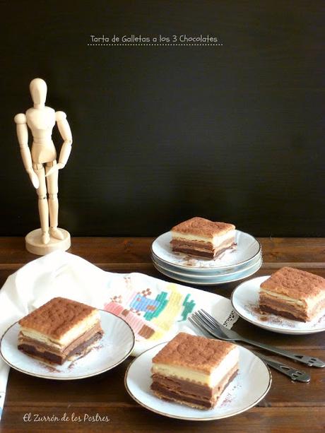 Tarta de Galletas a los Tres Chocolates