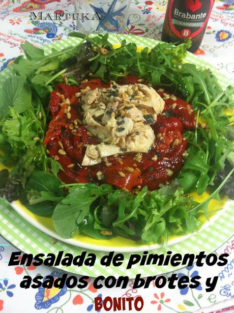 Ensalada De Pimientos Asados Con Brotes Y Bonito En Escabeche