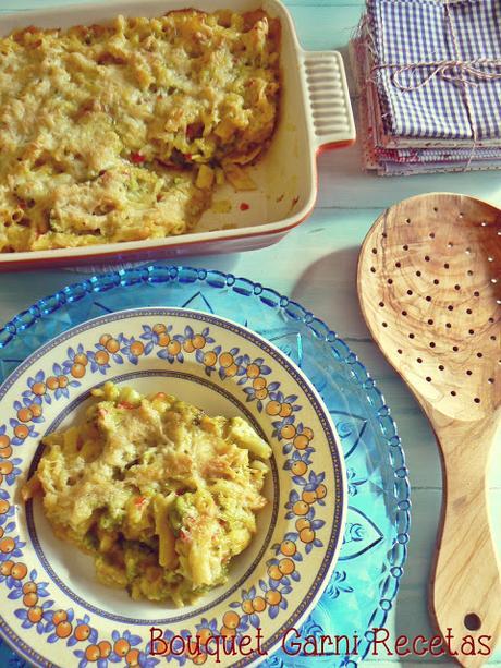 Fideos de maíz con vegetales gratinados (receta apta para celíacos/sin gluten)