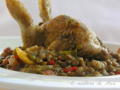 Codornices estofadas con lentejas 1