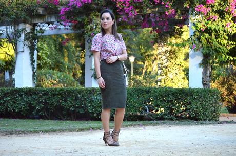 Outfit | Suede midi skirt