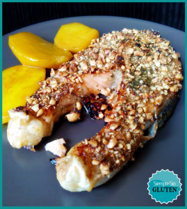 Salmón con costra de avellanas (Sin Gluten, Sin Lácteos, Sin Huevo)