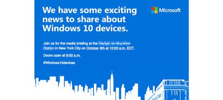 Microsoft presentará nuevos equipos Windows 10 el 6 de octubre