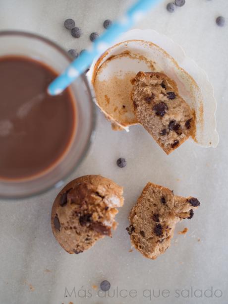 Magdalenas de cacaolat y pepitas de chocolate negro