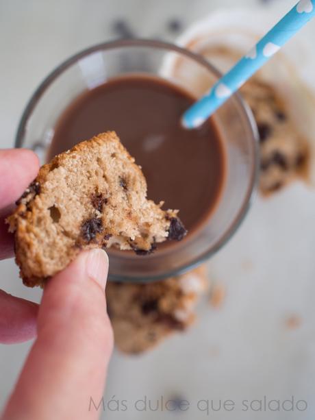 Magdalenas de cacaolat y pepitas de chocolate negro