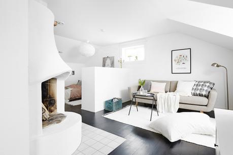 separar el dormitorio estilo nórdico escandinavo distribución diáfana diseño de interiores decoración salones decoración pisos pequeños decoración interiores cocina nordica pequeña blog decoración nórdica 