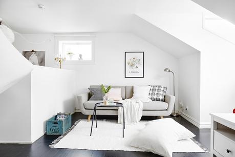 separar el dormitorio estilo nórdico escandinavo distribución diáfana diseño de interiores decoración salones decoración pisos pequeños decoración interiores cocina nordica pequeña blog decoración nórdica 