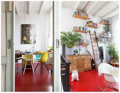 Suelo de madera de colores