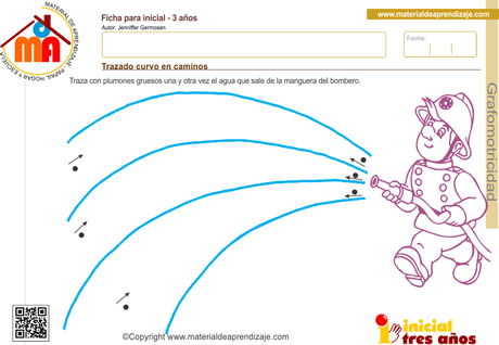 Trazado curvo en caminos 1: Grafomotricidad 3 años