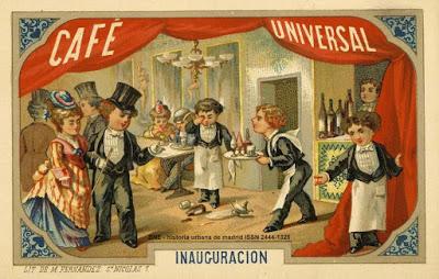 Comiendo en el Café Universal. Madrid, 1880