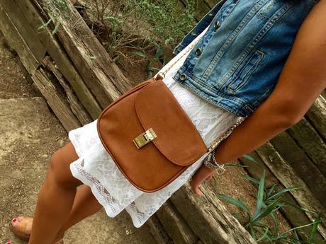 White Dress & Denim Vest White Dress & Denim Vest