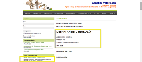 Pagina de Medicina Veterinaria de la Universidad de Tucumán. 