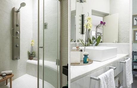 Elementos con relieve. Una casa taller reconvertida White bathroom