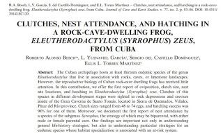 Reproducción de anfibios en cuevas de Cuba