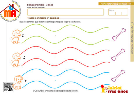 Trazado ondeado en caminos: Grafomotricidad 3 años