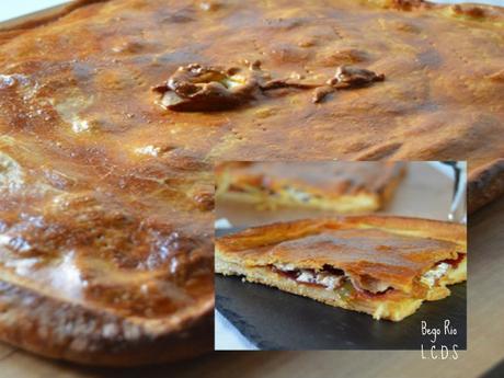 Empanada de cecina, queso de cabra y pisto