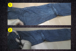 Cesta de jeans hechas con la pierna del pantalón