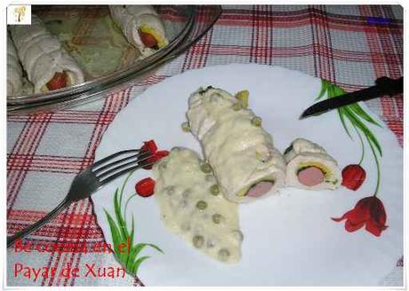 Pollo al cava con guisantes