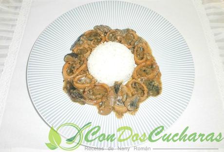 Anillas de pota con setas sitake OLYMPUS DIGITAL CAMERA