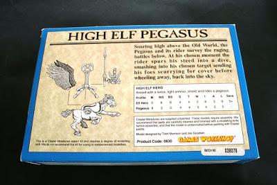 Contraportada de la caja de High Elf Pegasus Rider