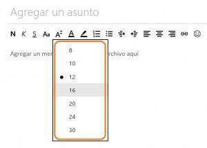 cambiar el tamaño de la letra de los correos