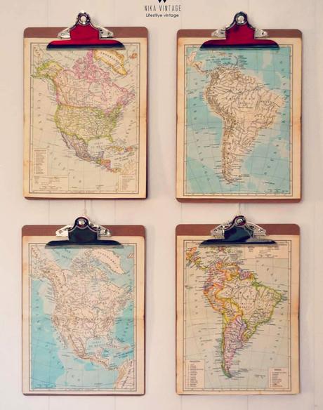 decoración, mapas, clipboard, composición, pared, icono decorativo