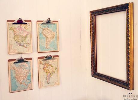 decoración, mapas, clipboard, composición, pared, icono decorativo