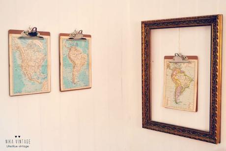 decoración, mapas, clipboard, composición, pared, icono decorativo