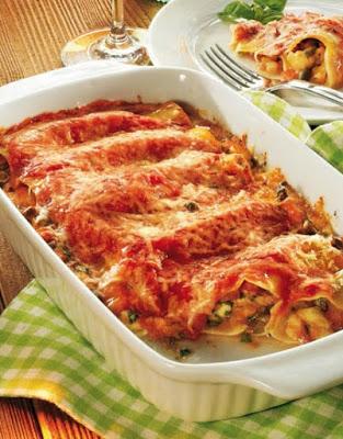 Canelones de tomate y mozzarella