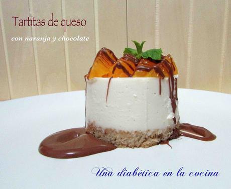 Tartitas de queso con naranja y chocolate