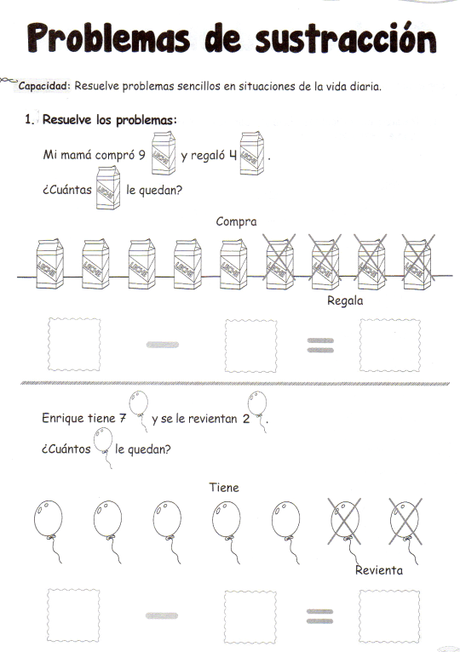 Problemas de sustracción: 5 años