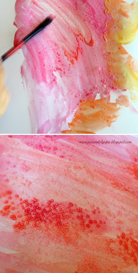 Pintar con acuarela y esparcir sal