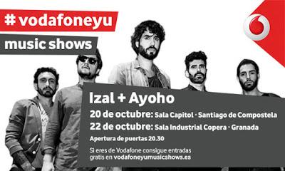 Vodafone Yu Music Shows: IZAL en Santiago de Compostela y Granada (20 y 22 de Octubre)