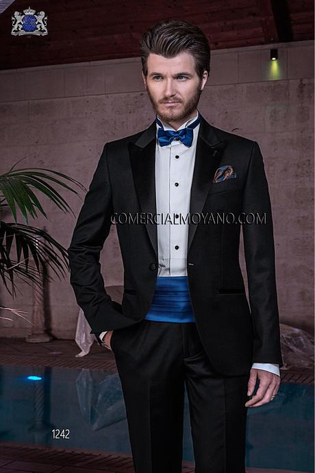 Traje de novio italiano esmoquin a medida, en lana Super 100'S, modelo 1242 Ottavio Nuccio Gala colección Black Tie 2015