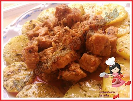 * Raxo o lomo de cerdo a la gallega con patatas o cachelos (tradicional)