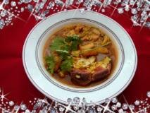 ESTOFADO DE GAMBONES CON SEPIA Y BOCAS AL VERMUT