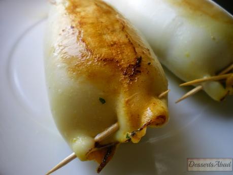 Marcaje de los calamares una vez rellenos