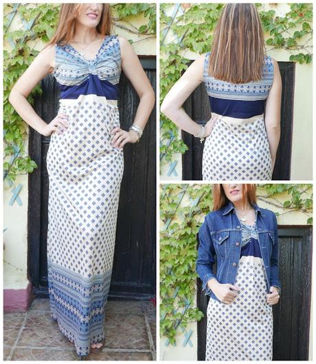 Vista del vestido final con el pliegue central realizado