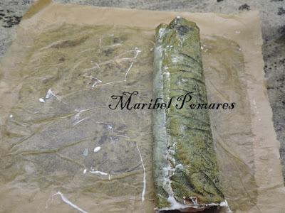 Brazo de gitano de espinacas, queso y salmón ahumado.