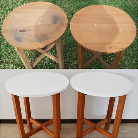 Madera y blanco en redondo