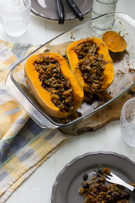 Calabaza asada rellena de arroz - Juego de blogueros 2.0