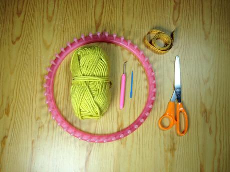 Materiales utilizados en el tutorial de la cinta turbante lazo - bow turban headband tejida en telar