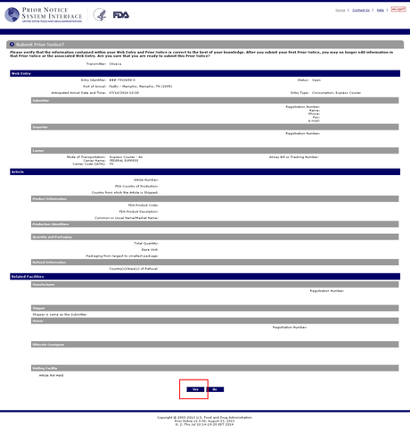 Como preparar un Prior Notice y solicitar autorizacion para importar productos de alimentacion en los Estados Unidos ante la FDA (Food and Drugs Administration) Como preparar un Prior Notice y solicitar autorizacion para importar productos de alimentacion en los Estados Unidos ante la FDA (Food and Drugs Administration)