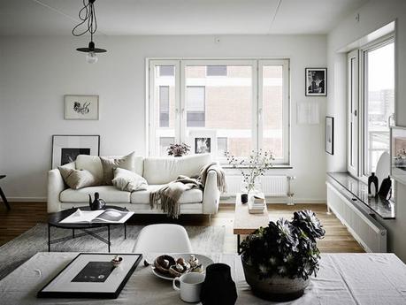 pisos suecos decoración estilo nórdico escandinavo decoración salones decoración nórdica decoración interiores decoración en blanco decoración cálida tranquila elegante colores neutros en decoración 