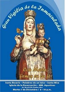 GRAN VIGILIA DE LA INMACULADA, MARTES 7, 8 p.m.