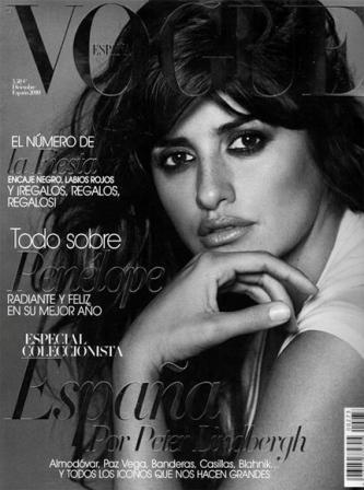 Penélope Cruz, fotografiada por Peter Lindberg para la portada de Vogue España, Diciembre 2010