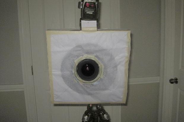 BricoFofo  “Flash de anillo” con una caja de Pizza.