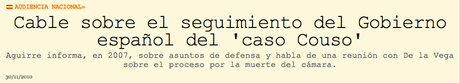 Cable sobre el seguimiento del Gobierno español del caso Couso