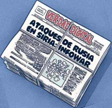 Portada periódico cómic ataques Rusia-Siria